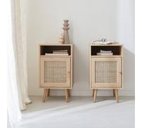 sweeek Pair Of Scandi-style Bedside Tables With Cupboard in Light Brown sweeek Light Brown