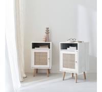 sweeek Pair Of Scandi-style Bedside Tables With Cupboard in White sweeek White