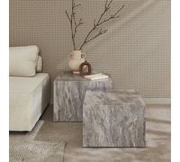 Sweeek - Pair Of Square Coffee Tables With Marble Effect Paros Grey 58X58X40 Cm