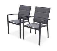 Sweeek - Pair Of Stackable Aluminium Garden Armchairs Chicago Anthracite 57X57X89.5 Cm