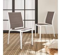 Sweeek - Pair Of Stackable Aluminium Garden Chairs Chicago White 47X57X89.5 Cm