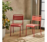 Sweeek - Pair Of Steel And Stackable Garden Chairs Amelia Terracotta 44X52X79 Cm