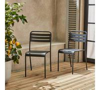 Sweeek - Pair Of Steel And Stackable Garden Chairs Amelia Anthracite 44X52X79 Cm
