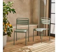 Sweeek - Pair Of Steel And Stackable Garden Chairs Amelia Green 44X52X79 Cm