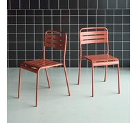 Sweeek - Pair Of Steel And Stackable Garden Chairs Amelia Terracotta 44X52X79 Cm