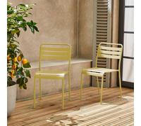 sweeek Pair Of Steel & Stackable Garden Chairs in Yellow sweeek Yellow