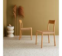 sweeek Pair Of Textured Boucle Chairs in Light Brown sweeek Light Brown