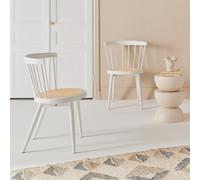 Sweeek - Pair Of Wood And Cane Dining Chairs White 54X54X76.5 Cm - Nora