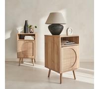 Sweeek. Pair Of Wood And Rounded Cane Rattan Bedside Tables Eva Natural 40X39X70 Cm