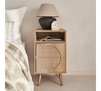Sweeek. Pair Of Wood And Rounded Cane Rattan Bedside Tables Eva Natural 40X39X70 Cm