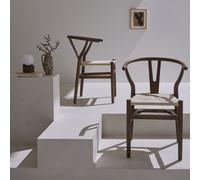 Sweeek - Pair Of Wooden Chair With Rope Seat Brown 54.5X53X76 Cm - Cecile
