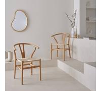 sweeek Pair of wooden chair with rope seat in Beige swe eige