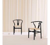 sweeek Pair of wooden chair with rope seat in Black swe lack