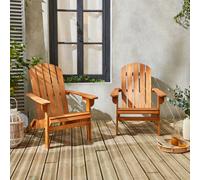 Sweeek - Pair Of Wooden Garden Deck Chairs Adirondack Salamanca X2 Natural 69X88.5X90 Cm