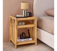 sweeek Rattan Bedside Table 1 Shelf 1 Niche in Light Brown sweeek Light Brown