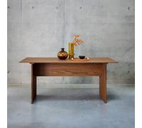 Sweeek - Rectangular Dining Table Carved Wood Effect Seats 4-6 170Cm Walnut Colour