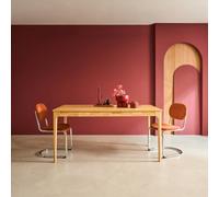 Sweeek - Rectangular Dining Table Extendable Rubberwood And Ash Veneer 6-8 Seats Natural 210X90X76 Cm - Elena