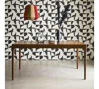 Sweeek - Rectangular Dining Table In Hevea Wood And Ash Veneer Seats 6 Elena Walnut 160X90X76 Cm