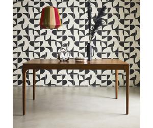 Sweeek - Rectangular Dining Table In Hevea Wood And Ash Veneer Seats 6 Elena Walnut 160X90X76 Cm