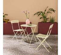 sweeek Round bistro garden table, steel, folding + 2 chairs in Green swe reen