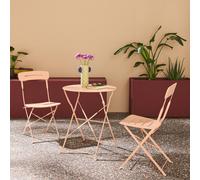 sweeek Round bistro garden table, steel, folding + 2 chairs in Pink sweeek Pink