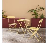 sweeek Round bistro garden table, steel, folding + 2 chairs in Yellow sweeek Yellow