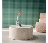 Sweeek - Round Coffee Table Travertine Effect Delos 80X80X35 Cm