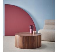 Sweeek - Round Coffee Table Walnut Wood Effect Delos 80X80X35 Cm