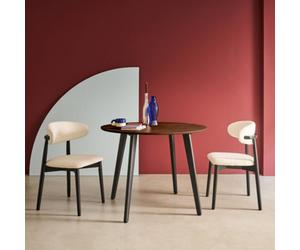 Sweeek - Round Dining Table Walnut Wood Effect Black Metal Legs 4-Seater Azylis 100X100X76 Cm