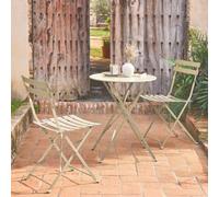 sweeek Round Folding Metal Bistro Garden Table With 2 Chairs in Beige swe eige
