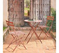 Swe olding Metal Bistro Garden Table Diam.60 X 70Cm 2 Chairs Emilia Terracotta 60X60X71 Cm