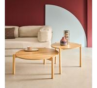 Sweeek - Round Nesting Coffee Tables Wood Effect Harmony Natural 80X80X35 Cm