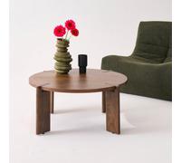 Sweeek - Round Solid Mango Wood Coffee Table Reva Walnut Coloured 80X80X36 Cm