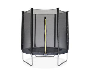 Sweeek. Round Trampoline Diam. 180Cm Grey With Its Protective Net - Cassiopée - Garden Trampoline 2M Pro Quality Eu Standards.