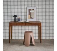 Sweeek - Rubberwood Desk With Ash Veneer And 2 Walnut Drawers - L 120 X W 60 X H 76 Cm - Alienor
