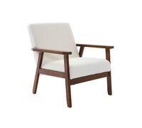 Sweeek - Scandi-Style Armchair In Boucle Fabric & Walnut-Stained Wood Frame Isak Boucle Off-White Boucle 64X69.5X73 Cm
