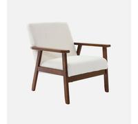 Sweeek - Scandi-Style Armchair In Boucle Fabric & Walnut-Stained Wood Frame Isak Boucle Off-White Boucle 64X69.5X73 Cm