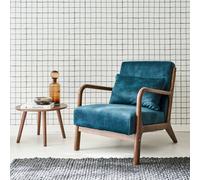 Sweeek - Scandi-Style Armchair In Velvet And Light Walnut-Stained Hevea Wood 65X80X79 Cm - Lorens Velvet
