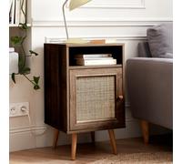 Sweeek - Scandi-Style Bedside Table With Drawer Boheme Walnut 39X40X70 Cm