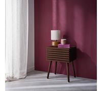 Sweeek - Scandi-Style Bedside Table With Grooved Wooden Effect Madere Walnut 29X40X50.5 Cm