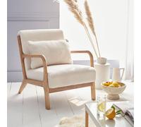 sweeek Scandi-style Boucle Wooden Armchair With Cushion in White sweeek White