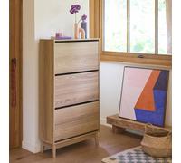 sweeek Scandi-style Shoe Cabinet With Wood Effct in Light Brown sweeek Light Brown