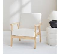 Sweeek - Scandi-Style Wood Frame Armchair In Boucle Fabric Isak Boucle Off-White Boucle 64X69.5X73 Cm