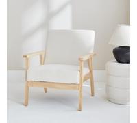 Sweeek - Scandi-Style Wood Frame Armchair In Boucle Fabric Isak Boucle Off-White Boucle 64X69.5X73 Cm