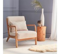 Sweeek - Scandi-Style Wooden Armchair With Cushion Lorens Beige 65X80X79 Cm