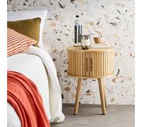 Sweeek - Scandinavian Bedside Table Wood Decor 2 Sliding Doors Legacy Natural 40X34X54.8 Cm