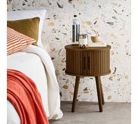 sweeek Scandinavian bedside table wood decor 2 sliding doors in Dark Brown swe ark Brown