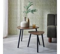 Sweeek - Scandinavian Nesting Tables In Mdf Lena Walnut 60X60X48 Cm
