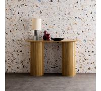 sweeek Scandinavian oval console with grooved wooden effect in Beige swe eige