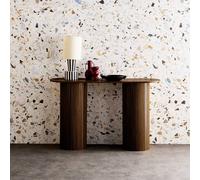 sweeek Scandinavian oval console with grooved wooden effect in Dark Brown swe ark Brown